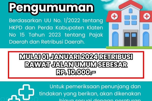 PENGUMUMAN PENTING, PERUBAHAN TARIF PELAYANAN PUSKESMAS KLATEN SELATAN